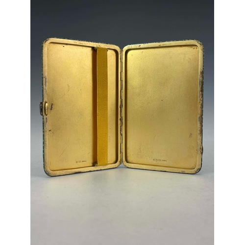 56 - A George V silver and shagreen cigarette case, George Betjemann & Sons Ltd, London 1930, rectangular... 