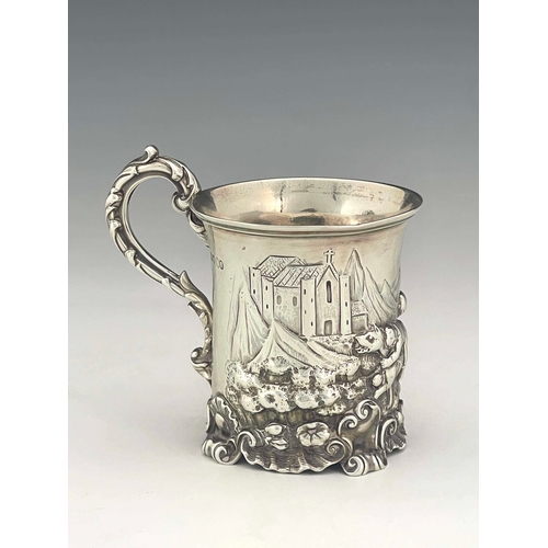 66 - An early Victorian silver fairy tale christening mug, Charles Reily and George Storer, London 1838, ... 