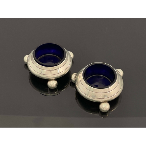 80 - A pair of Victorian silver salt cellars, Charles Frederick Hancock, London 1874, conical shape on th... 