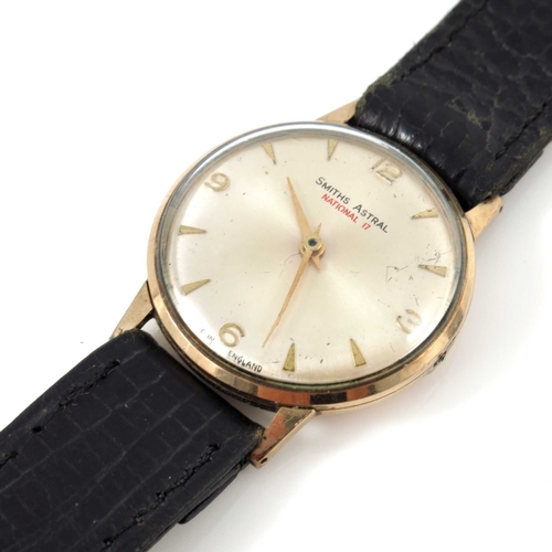 315 - A 9 carat gold Smiths Astral wristwatch, on leather strap