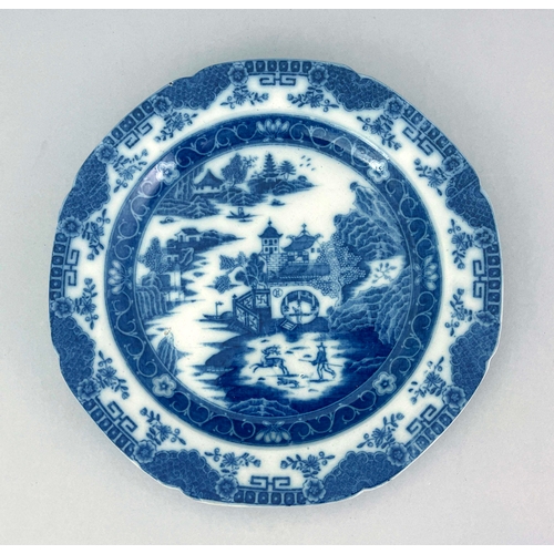 362 - Four Oriental blue and white dishes and plates, including relief moulded lotus dish, 17th century an... 