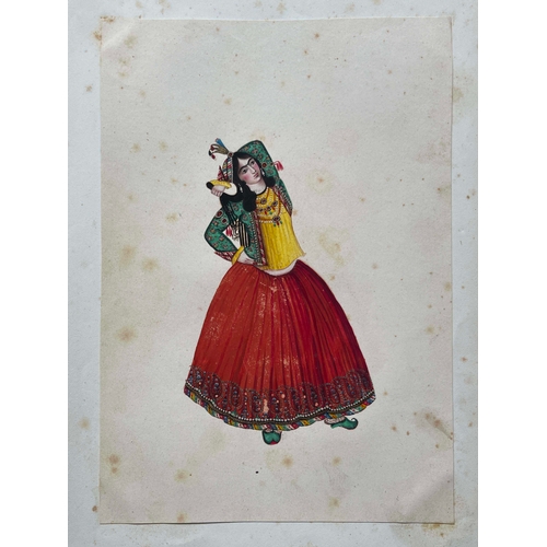 427 - A series of fifteen Mughal illustrations, depicting figures in traditional costume in various poses,... 