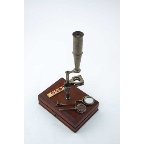 442 - Scientific Instruments, a Victorian plated brass microscope by C.W. Dixey, Optician to The Queen, Ne... 