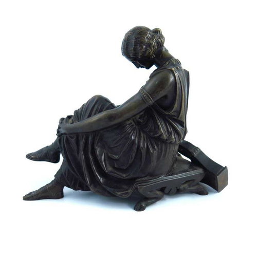 447 - James Pradier (French, 1790-1852), Saffo assisa, signed and with Susse foundry stamp, bronze, 23 by ... 