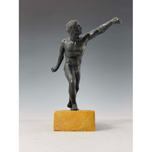 469 - A bronze model of the Borghese Gladiator after the antique, late 19th Century, mounted on a veined m... 