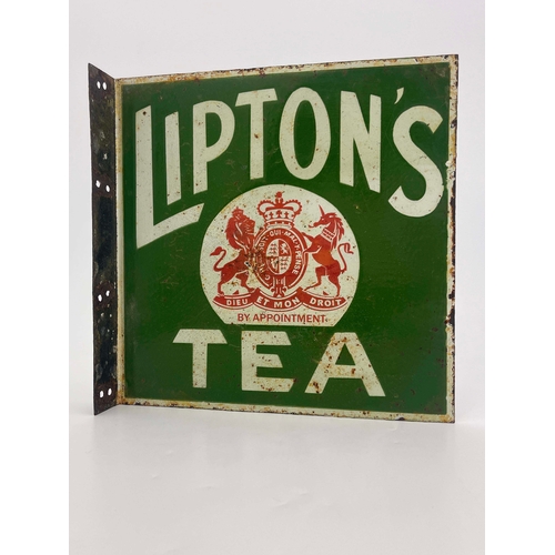 470 - A double sided Lipton's Tea advertising sign, in green and white, 30.5cm x 30.5cm