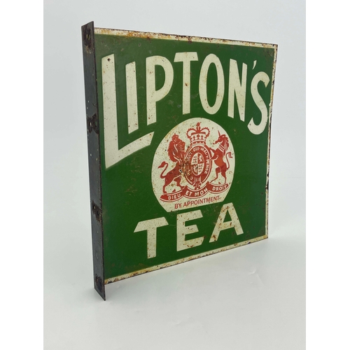 470 - A double sided Lipton's Tea advertising sign, in green and white, 30.5cm x 30.5cm