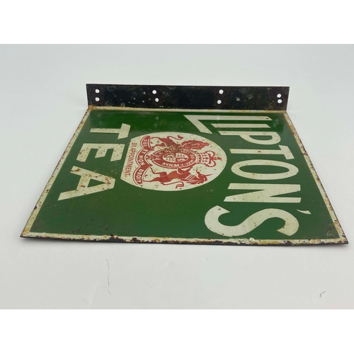 470 - A double sided Lipton's Tea advertising sign, in green and white, 30.5cm x 30.5cm