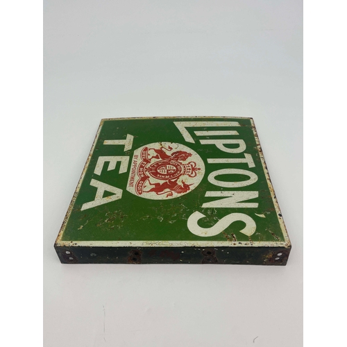 470 - A double sided Lipton's Tea advertising sign, in green and white, 30.5cm x 30.5cm