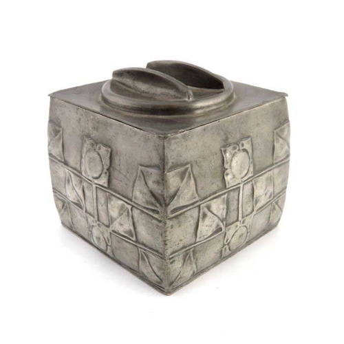 502 - Archibald Knox for Liberty and Co., a Tudric Pewter Arts and Crafts biscuit barrel, model 0194, bowe... 