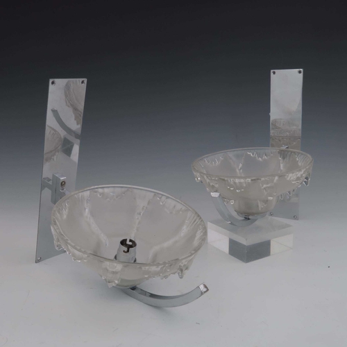 517 - Izan, a pair of Art Deco glass and chrome wall lights