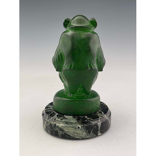 524 - Max Le Verrier, an Art Deco patinated art metal Monkey inkwell, circa 1925, modelled sitting, holdin... 