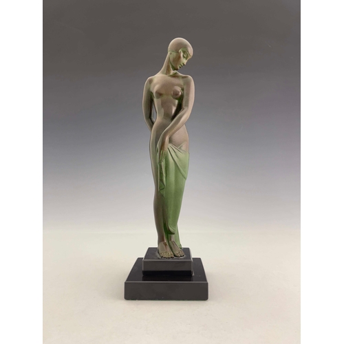 526 - Pierre Le Faguays for Le Verrier, Ondine, an Art Deco patinated art metal figure, circa 1925, modell... 