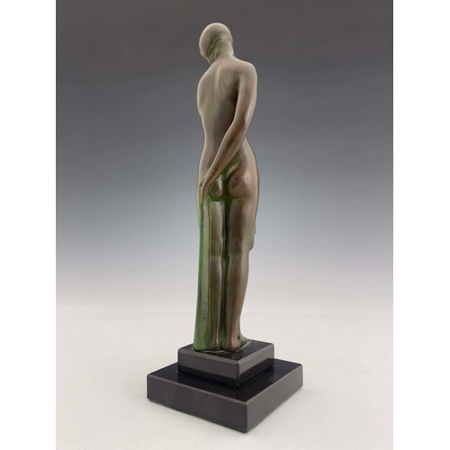 526 - Pierre Le Faguays for Le Verrier, Ondine, an Art Deco patinated art metal figure, circa 1925, modell... 