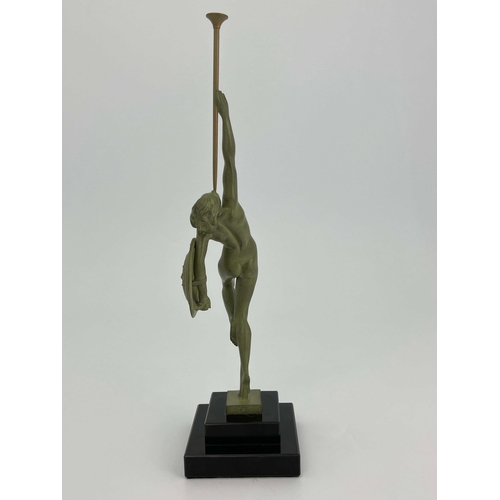 531 - Ryamonde Guerbe for Le Verrier, Jericho, an Art Deco patinated art metal figure, modelled as a nude ... 