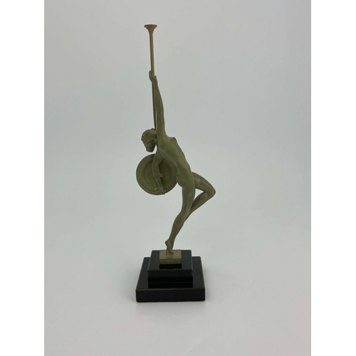 531 - Ryamonde Guerbe for Le Verrier, Jericho, an Art Deco patinated art metal figure, modelled as a nude ... 