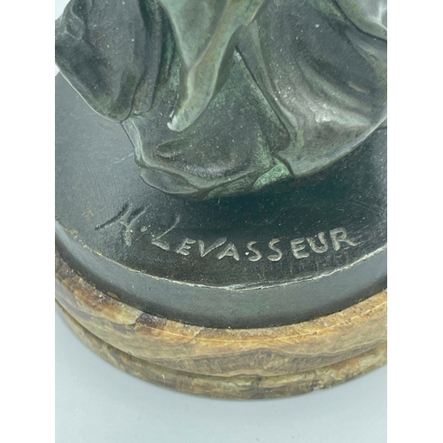 540 - Henri Levasseur, a bronze figure of a woman, circa 1890, modelled bending her knee and reaching towa... 