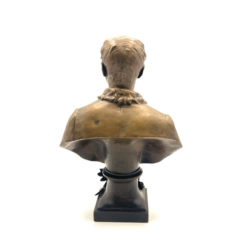 541 - Henri Chapu, a bronze bust of Joseph de Carayon La Tour, circa 1871, with scroll cartouches engraved... 