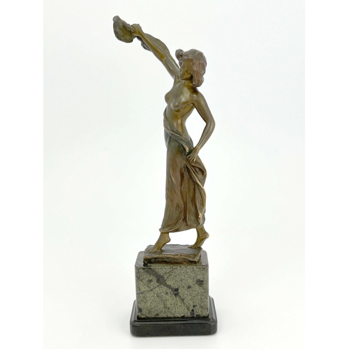 545 - Victor Seifert, an Art Nouveau bronze figure, circa 1910, modelled as a semi nude woman in drapes, o... 