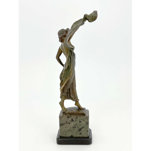 545 - Victor Seifert, an Art Nouveau bronze figure, circa 1910, modelled as a semi nude woman in drapes, o... 