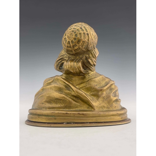 567 - Paul Louis Emile Loiseau Rousseau, an Art Nouveau bronze bust of a young woman, shoulder length on o... 