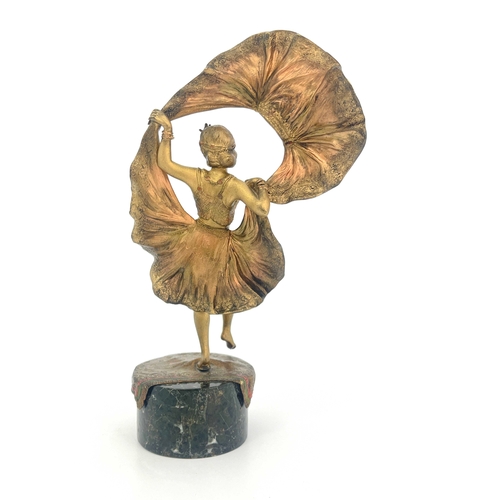 569 - Franz Bergmann, a cold painted and gilt bronze novelty figure, circa 1910, modelled as a dancer, the... 