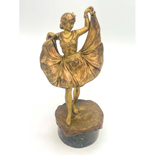 569 - Franz Bergmann, a cold painted and gilt bronze novelty figure, circa 1910, modelled as a dancer, the... 