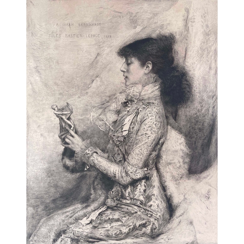 610 - Waltler, after Jules Bastien-LePage (French, 1848-1884), portrait of Sarah Bernhardt, with signature... 