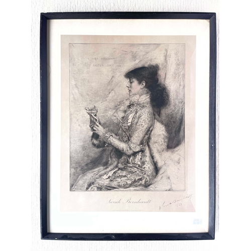 610 - Waltler, after Jules Bastien-LePage (French, 1848-1884), portrait of Sarah Bernhardt, with signature... 