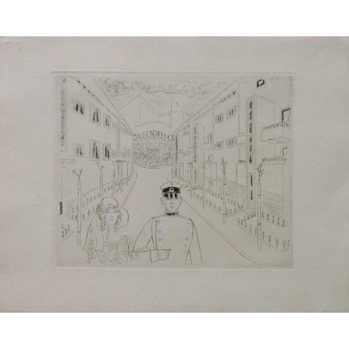 616 - Charles Laborde (French, 1886-1941), Berlin street scenes, two etchings, 22 by 27cm, unframed (2)