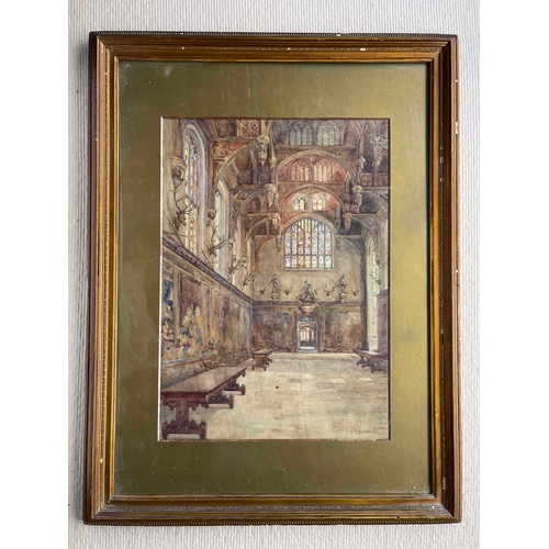 632 - Winifred Percy Biddle (British, 19th/20th Century), a Great Hall, signed l.r., watercolour, 55 by 39... 