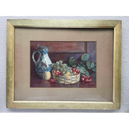 634 - Henry Whitcomb (British, 1878-?), July Fruit, signed l.r., titled and inscribed verso, watercolour, ... 