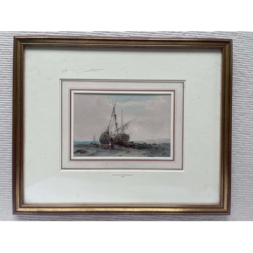 635 - Follower of Clarkson Stanfield, a beach scene with shipwreck, bears signature and dated 1841 l.l., w... 