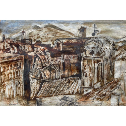 649 - Peter Lanyon (British, 1918-1964), Rooftops, Italy, (Perugia), signed l.l., mixed media on paper, 38... 