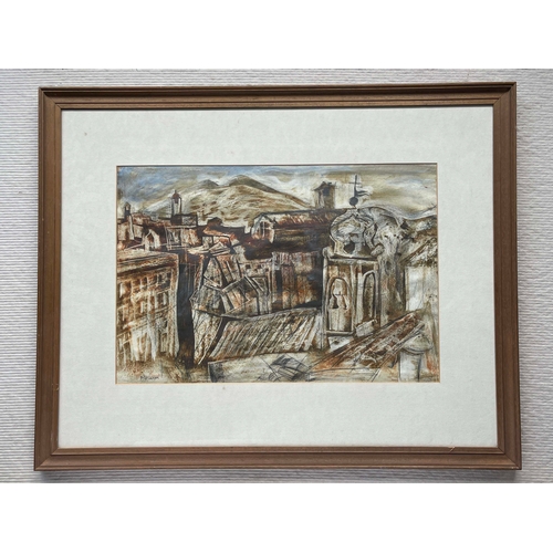 649 - Peter Lanyon (British, 1918-1964), Rooftops, Italy, (Perugia), signed l.l., mixed media on paper, 38... 