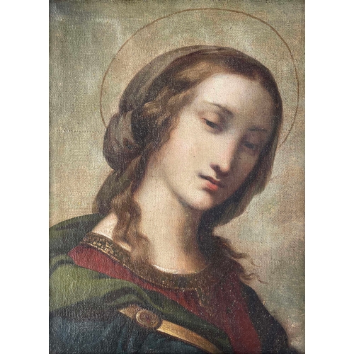 658 - Manner of Raphael, a female Saint, oil on canvas, 46.5 by 36.5cm, gilt frame