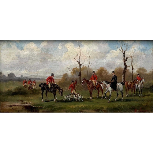 664 - Rudolf Stone (British, 19th Century), The Meet; The Kill, a pair, both signed l.r., oil on panel, 14... 