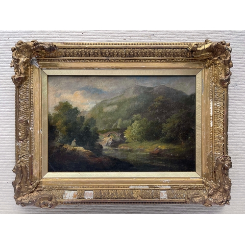 676 - .....Pulman (British, 19th Century), North Coker, a river landscape with a figure in the foreground,... 