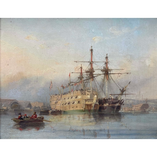 677 - Nicholas Matthew Condy (British, 1818-1851), Plymouth Harbour - The Constance Alongside a Hulk Fitti... 