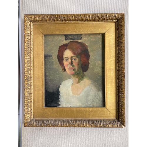 678 - Scottish School, early 20th Century, portrait of Lady Ottoline Morrell, bust length in a white top, ... 