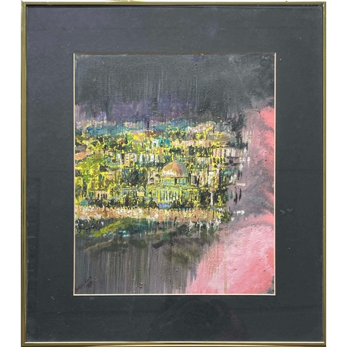 690 - Bettina Caro (British, 1955), a view of Jerusalem, signed and dated 1989 l.l., oi on canvas board, 3... 