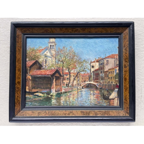 703 - Continental School, 20th Century, a Venetian canal, oil board, 30 by 40cm, framed