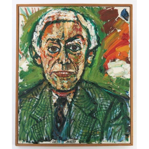 711 - John Randall Bratby R.A. (British, 1928-1992), portrait of George Carmen Q.C. barrister, bust length... 