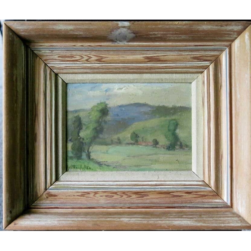 713 - Hylton-Hylton (British, 20th Century), landscape study, signed l.l., oil on panel, 15 by 21cm, frame... 