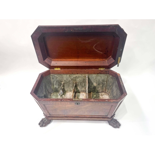 729 - A Regency mahogany cellarette, circa 1825, of sarcophagus form, crossbanded hinged cover with 'stay'... 