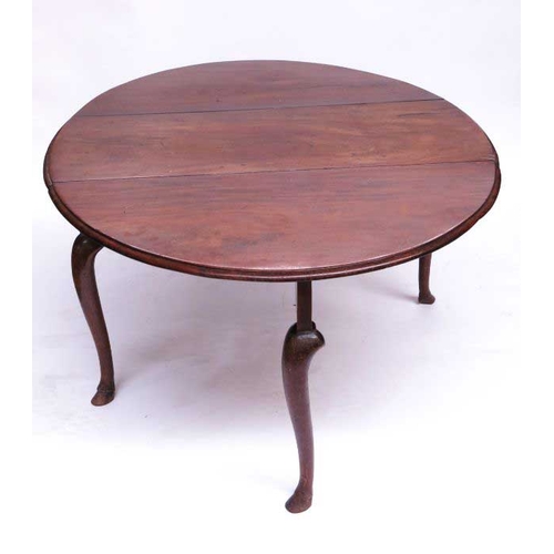 733 - A George II red walnut drop leaf table, circa 1745, possibly Irish, the demi lune flaps supported on... 