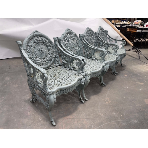 740 - A set of four Victorian cast iron 'Four Seasons' garden armchairs, circa 1862, designed by W. Robert... 