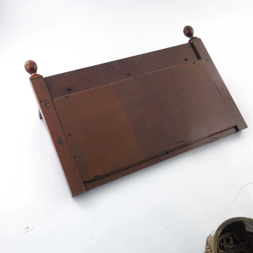 742 - A mahogany Aesthetic Movement wall mounted hall shelf, circa 1880, ring turned finials, inset twin c... 