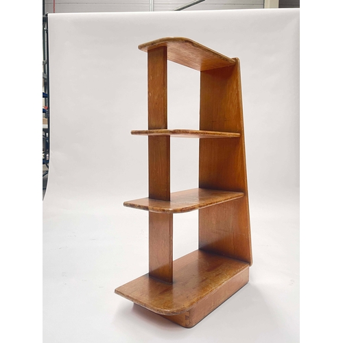 744 - A set of Art Deco Czech freestanding shelves, circa 1930, four graduated tiers with curved open ends... 