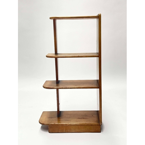 744 - A set of Art Deco Czech freestanding shelves, circa 1930, four graduated tiers with curved open ends... 